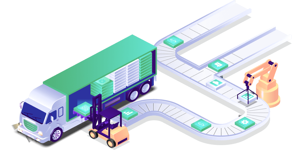 Chargement d'un camion de fabricants et fournisseurs