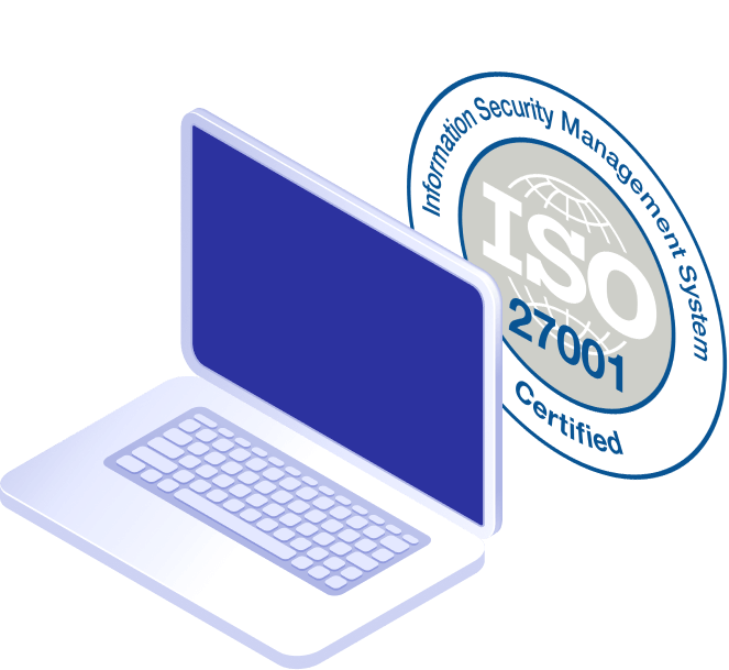 Ordinateur avec logo ISO 27001